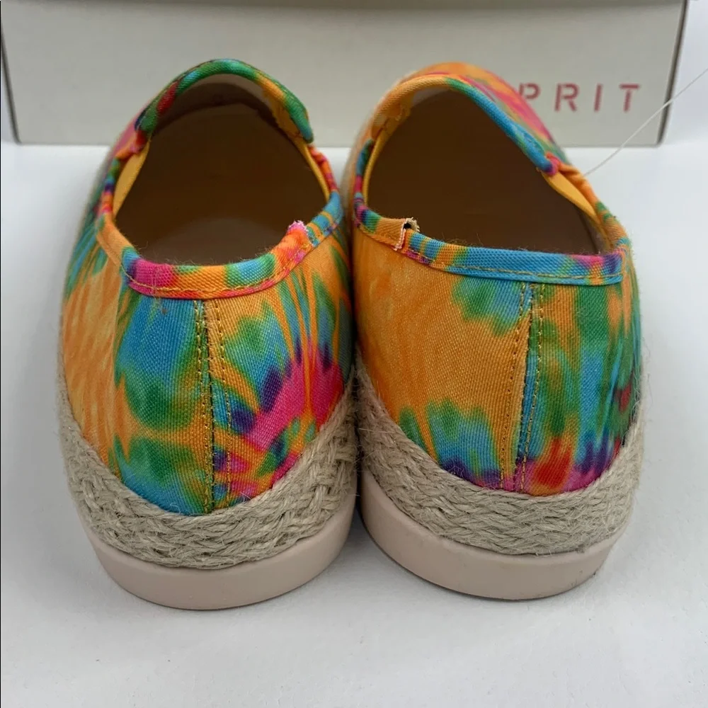 Esprit Erika Colorful Rainbow Tie-Dye Espadrilles shoes flats size 7.5 NEW NWT